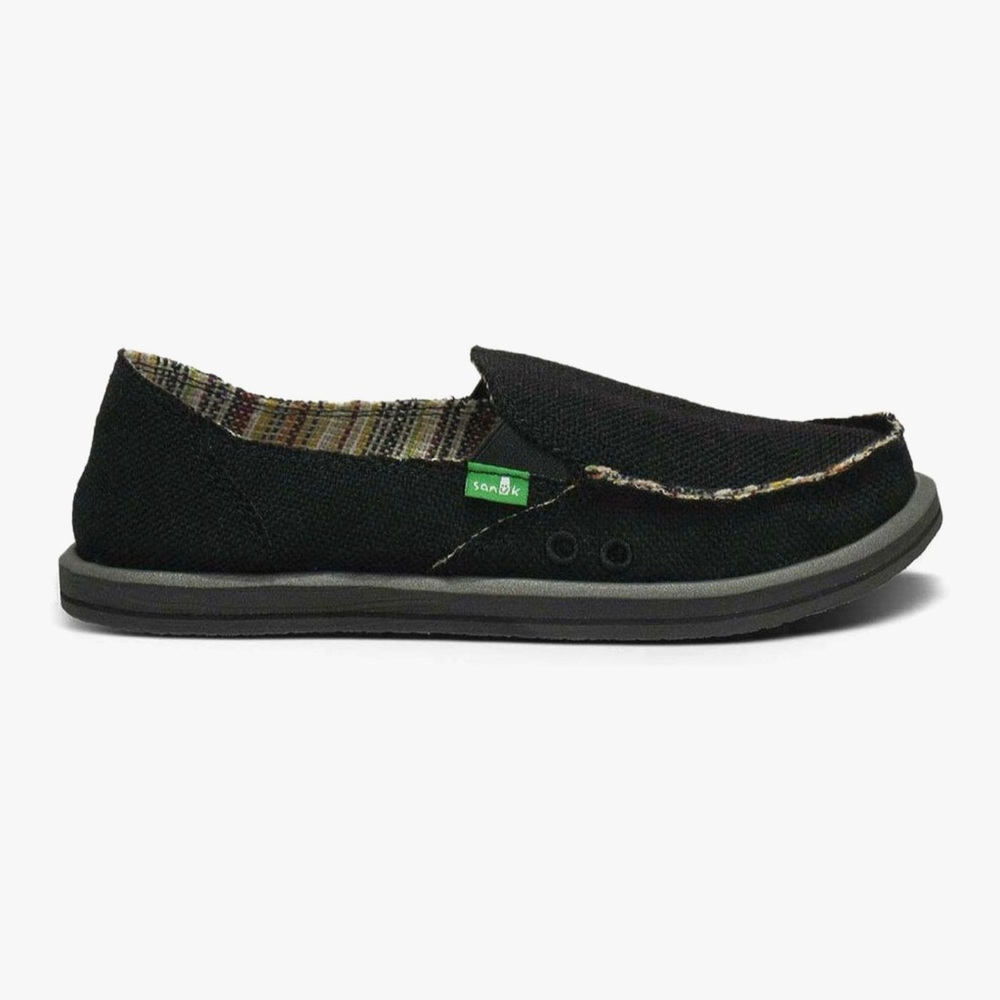 Sanuk Donna Hemp Yoga Mat Black Casual Slip-Ons